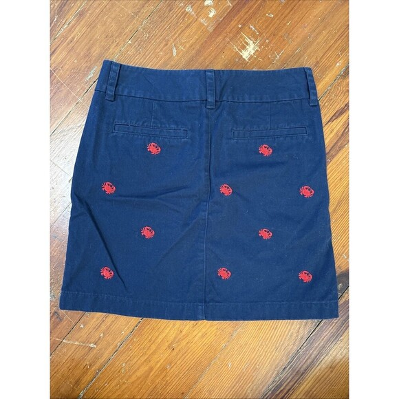Vineyard Vines Embroidered Crab Skirt Navy Blue Red Short Nautical Size 0 - Picture 4 of 5